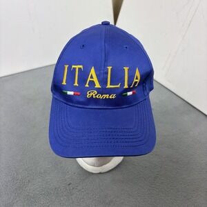 Italia Hat Cap Strap Back Blue Embroidered Roma Italy Souvenir Travel Mens